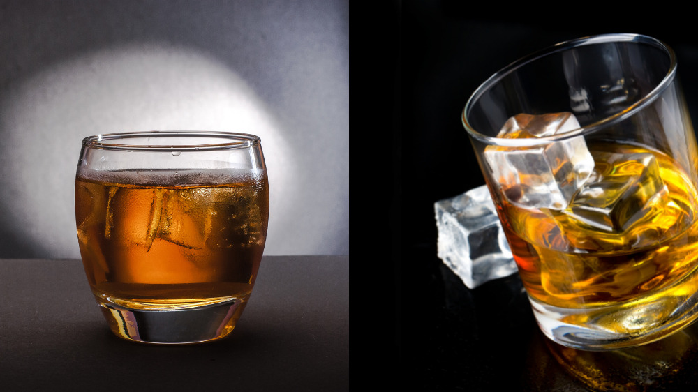 ウイスキーに透明氷が入った画像